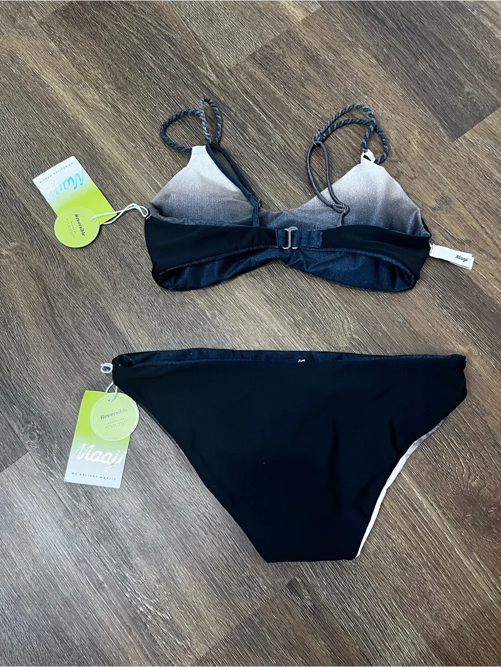 NWT Maaji Liberally Sporty Reversible Bikini to Black Top and Bottom Size Medium